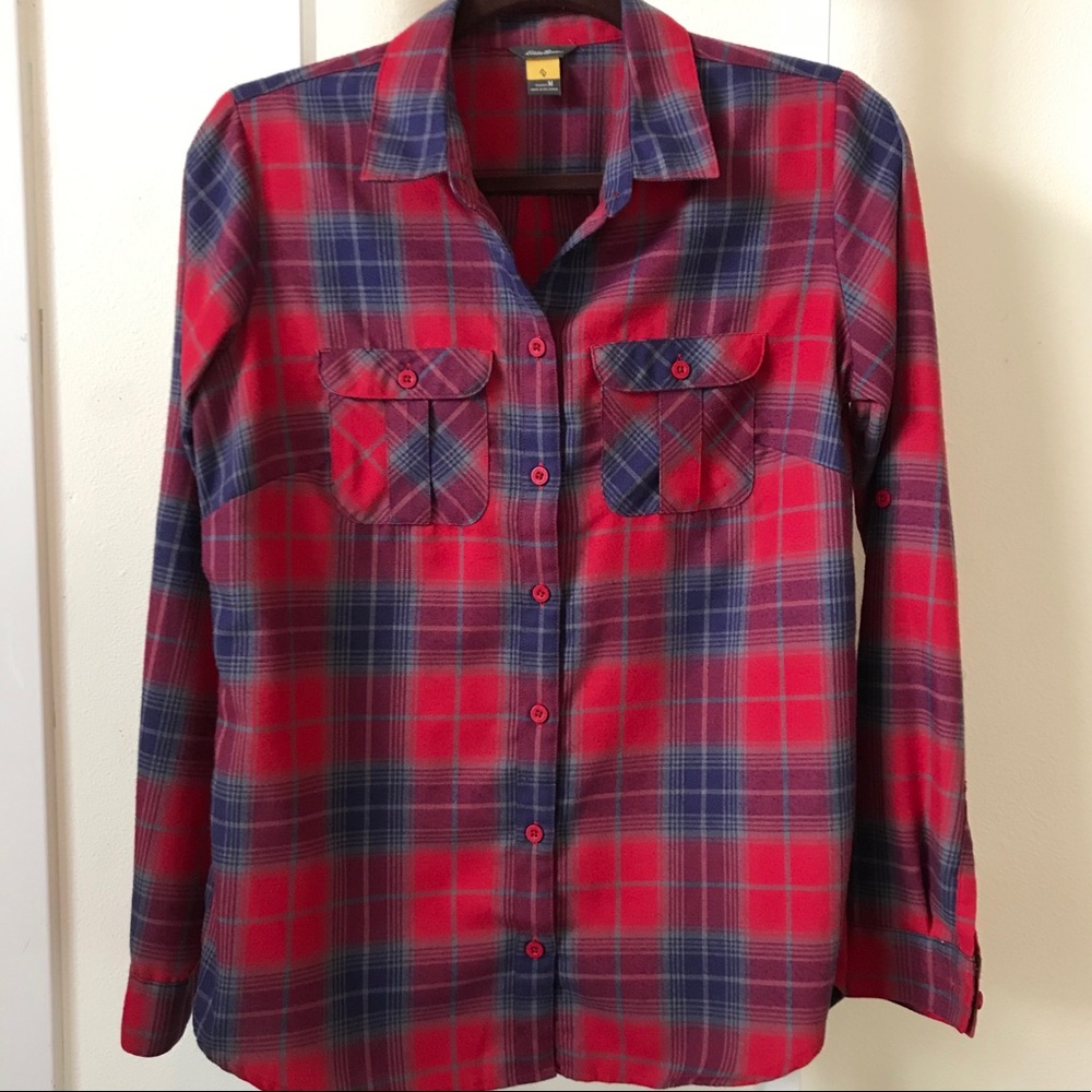 Red Plaid Eddie Bauer shirt
